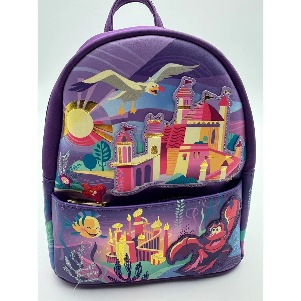 Loungefly Disney Little Mermaid Ariel Castle Mini Backpack Purple NEW‎
